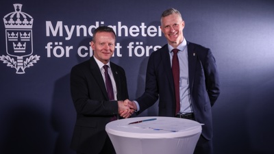 Signering av överenskommelse Myndigheten för civilt försvar och Försvarshögskolan