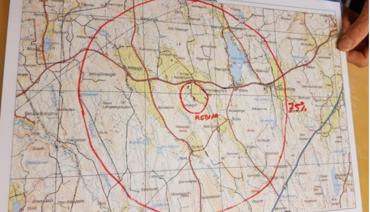 Karta över ett sökfält i ett geografiskt område